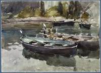 (image for) Handmade Oil painting for home canvas, oil painting framed canvas for living room John Singer Sargenti's art Small Boats 1913